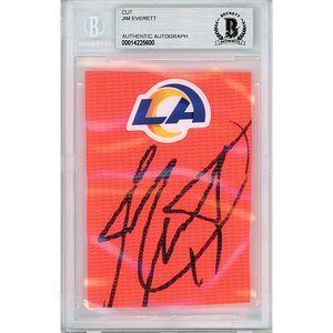 Jim Everett Signed LA Rams Football TD Pylon Piece Beckett Autographed BAS Slab